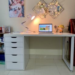 BÀN IKEA 1 HỘC TỦ MÀU TRẮNG